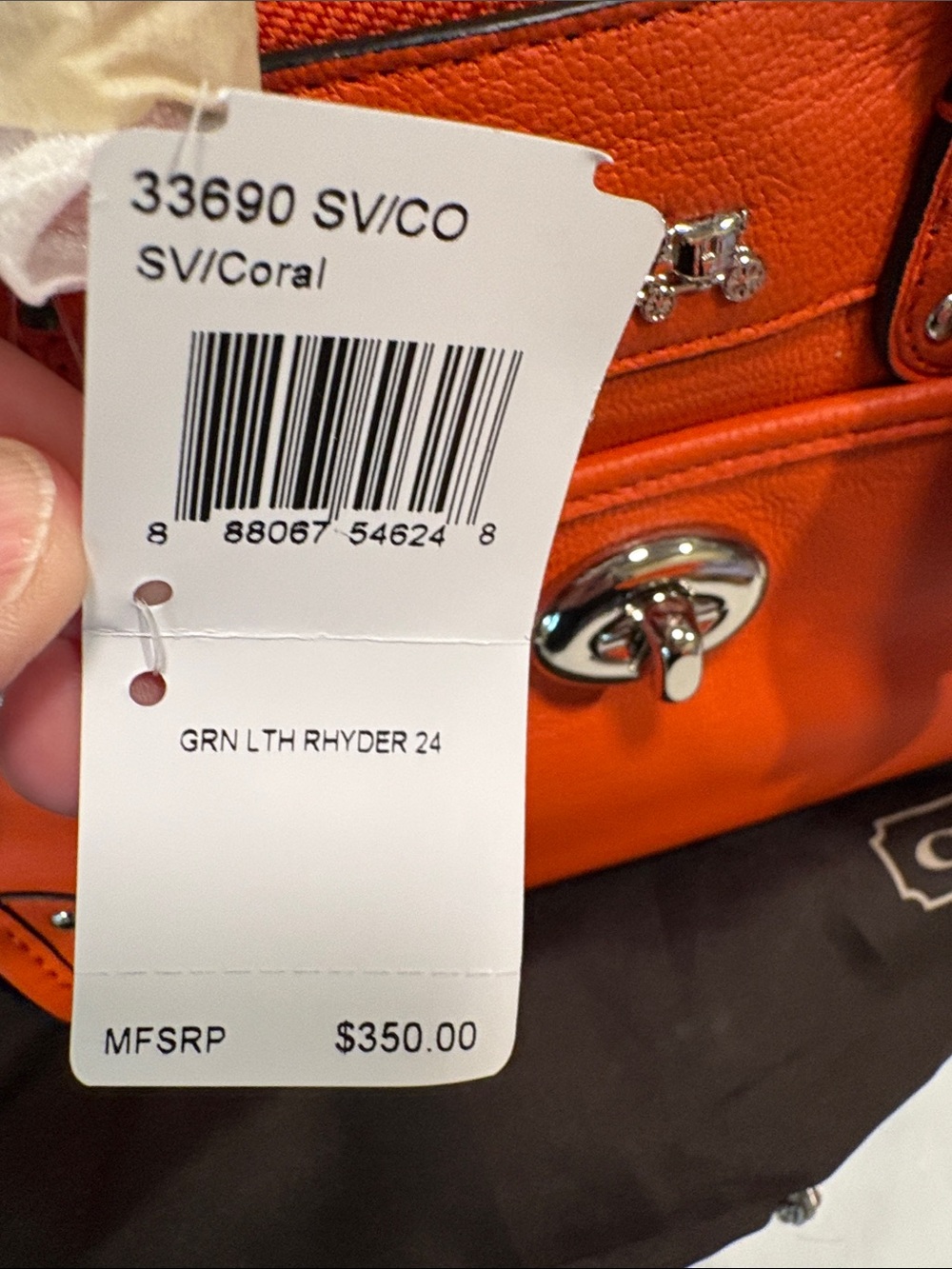 NWT Coach Rhyder Coral Leather Satchel with Turn-Lock Detail No 33690 - Picture 8 of 14